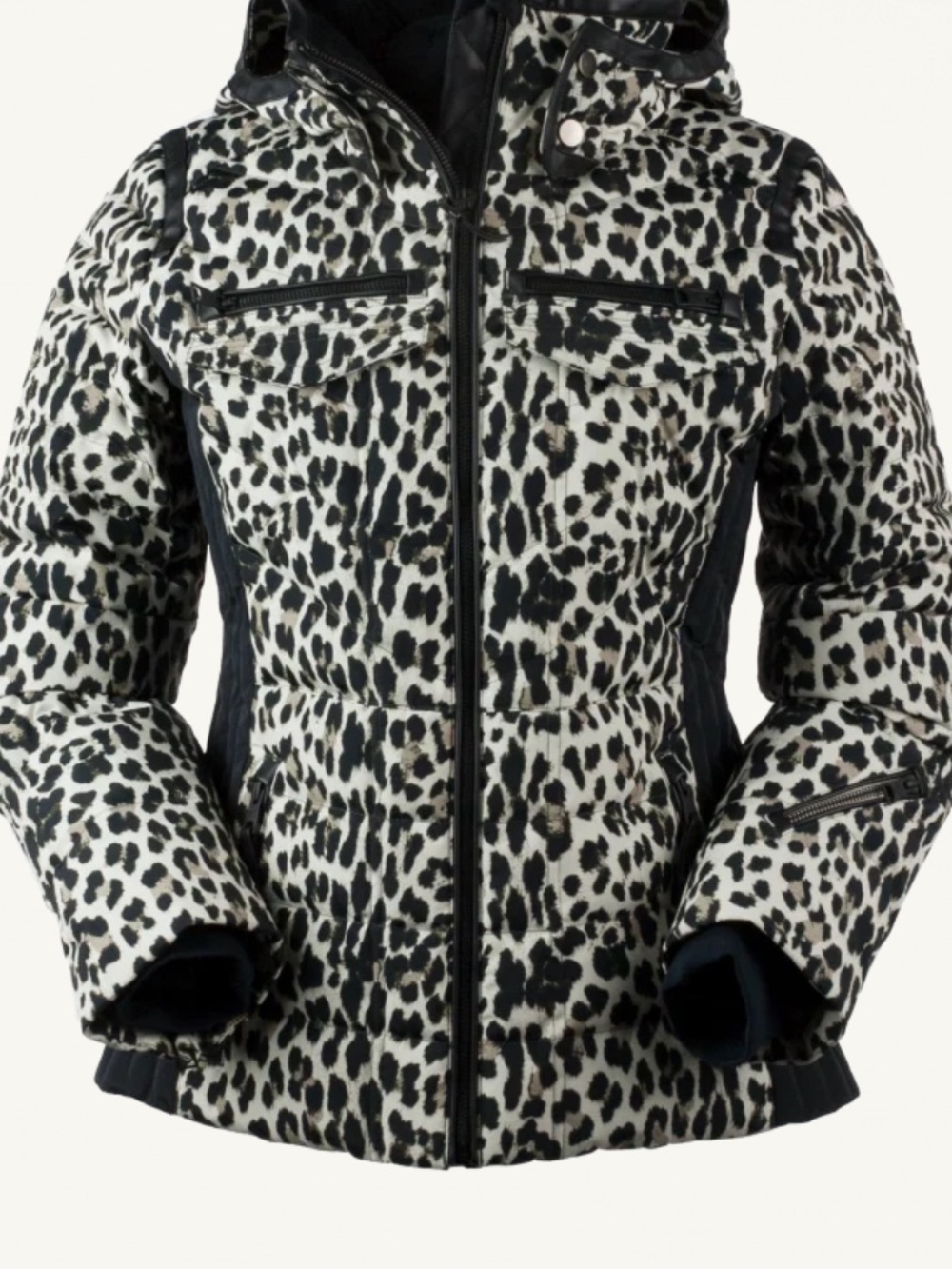 Obermeyer Women's Black and White Leopard Print Ski Jacket